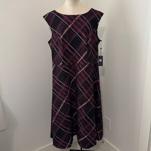 NEW Tommy Hilfiger 18W Black Plaid Knee Length Dress 18 ~ Classic Career Stretch